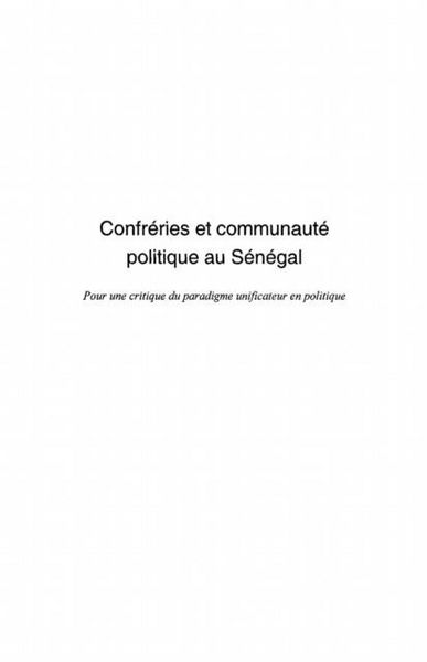 Produktbild: Confreries communaute politique Senegal
