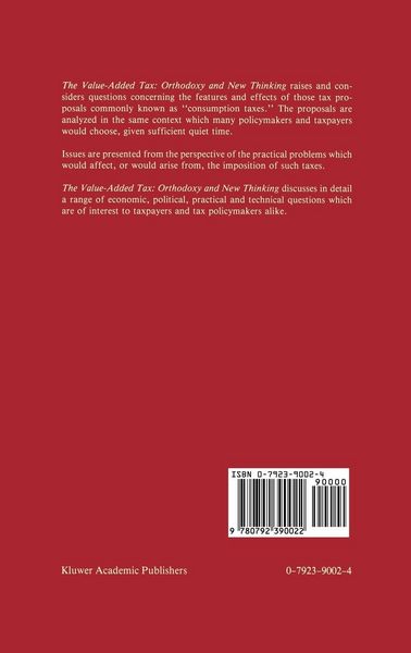 Produktbild: The Value-Added Tax: Orthodoxy and New Thinking