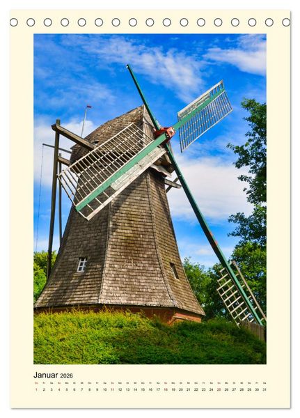 Produktbild: Nostalgie Windm&uuml;hlen (Tischkalender 2026 DIN A5 hoch), CALVENDO Monatskalender