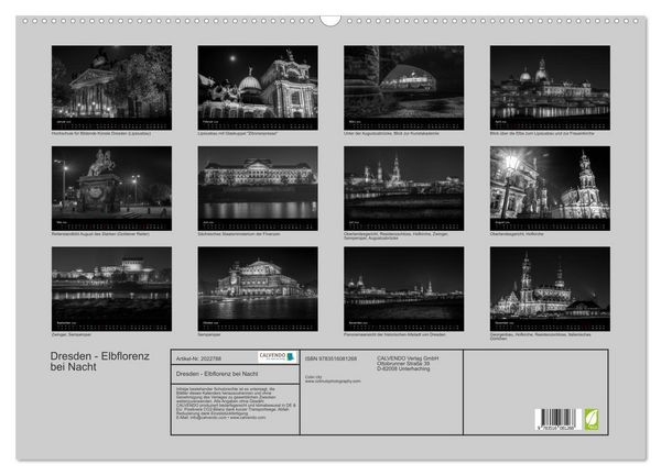 Produktbild: Dresden - Elbflorenz bei Nacht (Wandkalender 2026 DIN A2 quer), CALVENDO Monatskalender