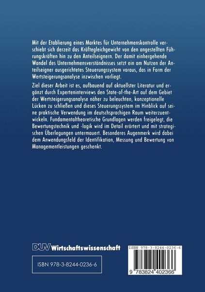 Produktbild: Wertsteigerungsanalyse und Messung von Managementleistungen