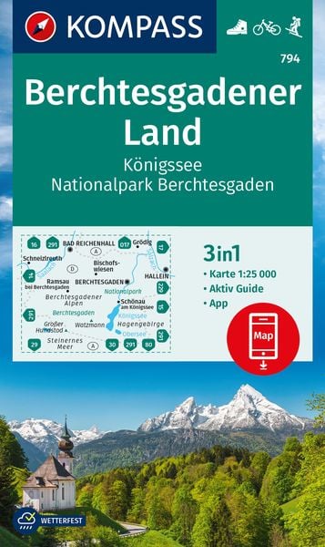 KOMPASS Wanderkarte 794 Berchtesgadener Land, Königssee, Nationalpark Berchtesgaden 1:25.000