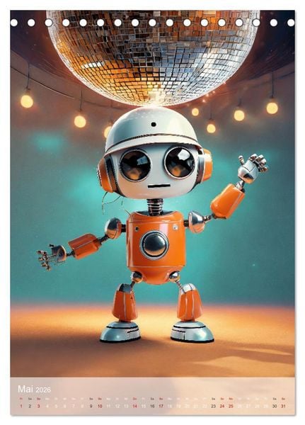 Produktbild: RoboLife - Niedliche Blechfreunde im Alltag (Tischkalender 2026 DIN A5 hoch), CALVENDO Monatskalender