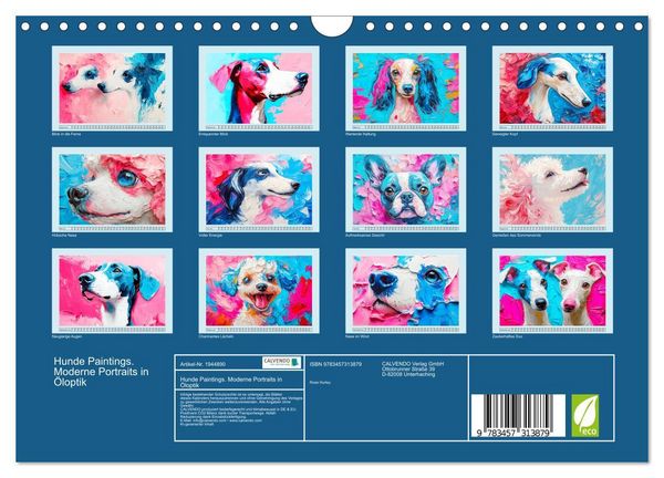 Produktbild: Hunde Paintings. Moderne Portraits in &Ouml;loptik (Wandkalender 2026 DIN A4 quer), CALVENDO Monatskalender