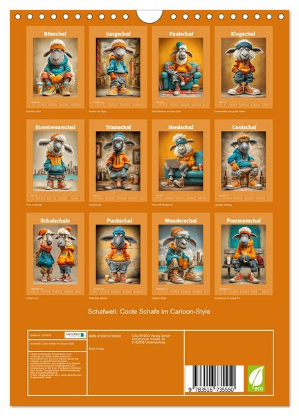 Produktbild: Schafwelt. Coole Schafe im Cartoon-Style (Wandkalender 2026 DIN A4 hoch), CALVENDO Monatskalender