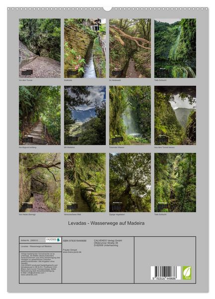 Produktbild: Levadas - Wasserwege auf Madeira (hochwertiger Premium Wandkalender 2026 DIN A2 hoch), Kunstdruck in Hochglanz