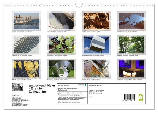 Produktbild: Entdeckend: Natur - Energie - Zufriedenheit (Wandkalender 2026 DIN A3 quer), CALVENDO Monatskalender