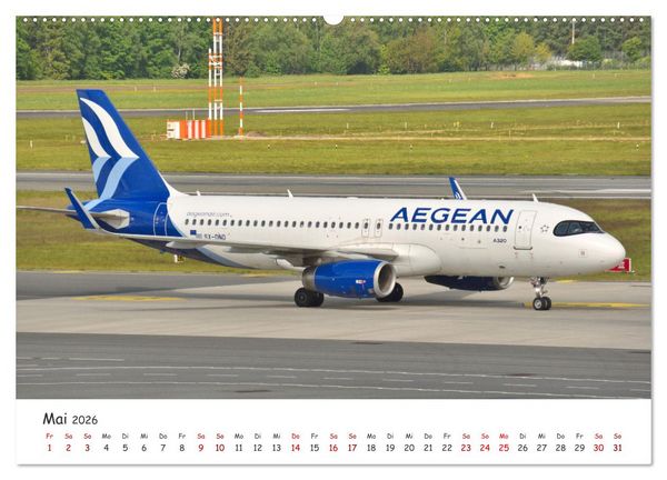 Produktbild: Flugzeuge auf Europas Flugh&auml;fen (Wandkalender 2026 DIN A2 quer), CALVENDO Monatskalender