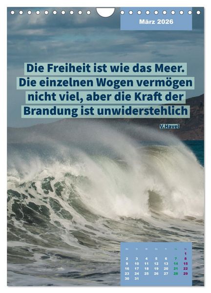 Produktbild: Verr&uuml;ckt nach MEER - Wellen - Strand - Zitate (Wandkalender 2026 DIN A4 hoch), CALVENDO Monatskalender