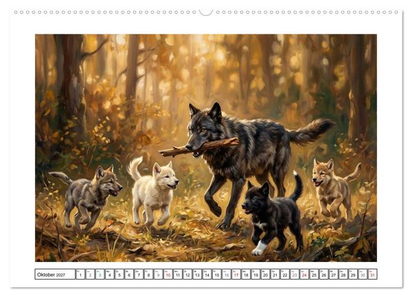 Produktbild: W&ouml;lfe - Die Alpha-Familie (hochwertiger Premium Wandkalender 2027 DIN A2 quer), Kunstdruck in Hochglanz