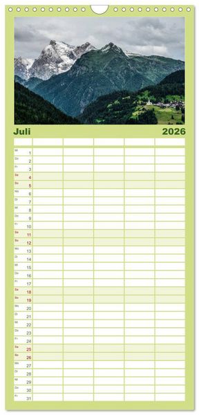 Produktbild: Familienplaner 2026 - Hoch oben in den DOLOMITEN mit 5 Spalten (Wandkalender, 21 x 45 cm) CALVENDO