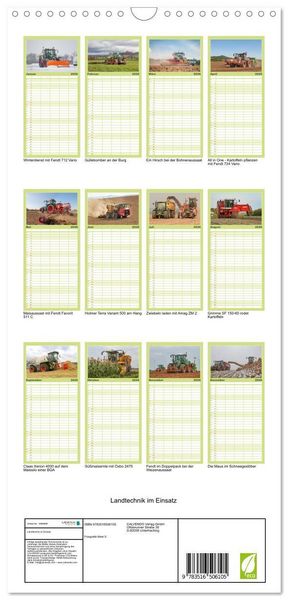 Produktbild: Familienplaner 2026 - Landtechnik im Einsatz mit 5 Spalten (Wandkalender, 21 x 45 cm) CALVENDO