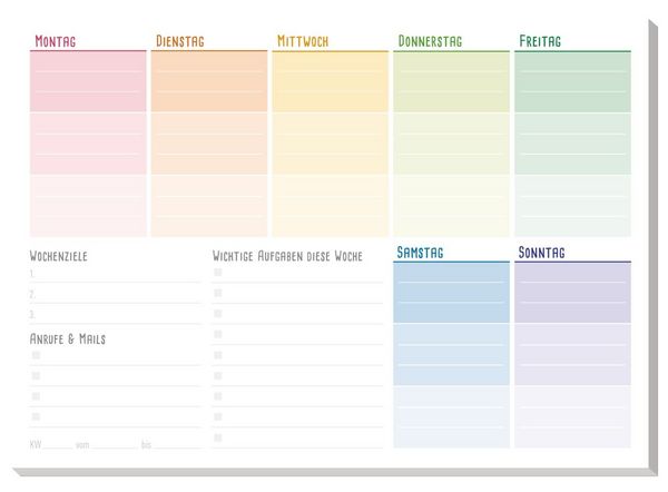 Produktbild: paper&you Block A5 Wochenplan [Rainbow]