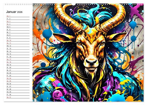 Produktbild: Street Art Sternzeichen (hochwertiger Premium Wandkalender 2026 DIN A2 quer), Kunstdruck in Hochglanz