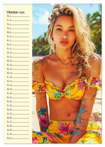 Produktbild: Coole Tatoo-Girls. H&uuml;bsch, modern und selbstbewusst (hochwertiger Premium Wandkalender 2026 DIN A2 hoch), Kunstdruck in Hochglanz