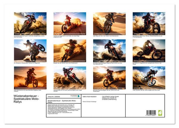 Produktbild: W&uuml;stenabenteuer - Spektakul&auml;re Moto-Rallys (Wandkalender 2026 DIN A2 quer), CALVENDO Monatskalender