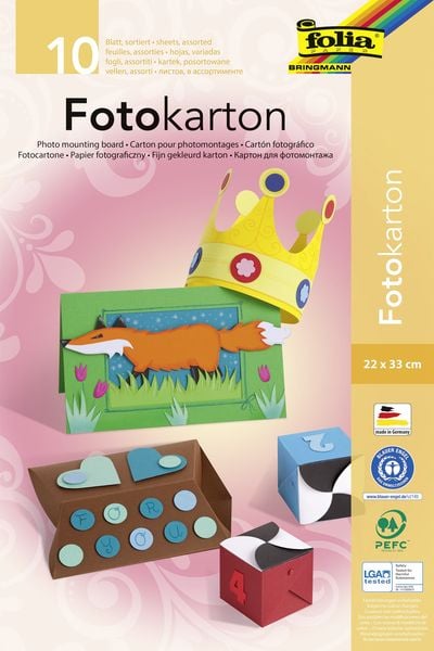 Fotokartonblock A4 10 Blatt 300 g/qm farbig sortiert