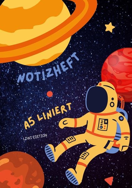 Produktbild: D&uuml;nnes Notizheft f&uuml;r Kinder - A5 liniert - Softcover Astronaut
