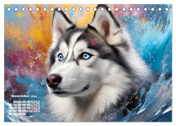 Produktbild: Splash - Hunde im Farbrausch (Tischkalender 2026 DIN A5 quer), CALVENDO Monatskalender