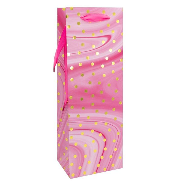 Idena Flaschentasche Dot pink/gold 12x35x9cm