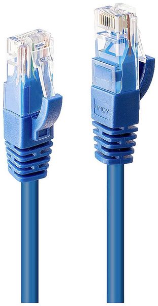 LINDY 48019 RJ45 Netzwerkkabel, Patchkabel CAT 6 U/UTP 3.00m Blau 1St.