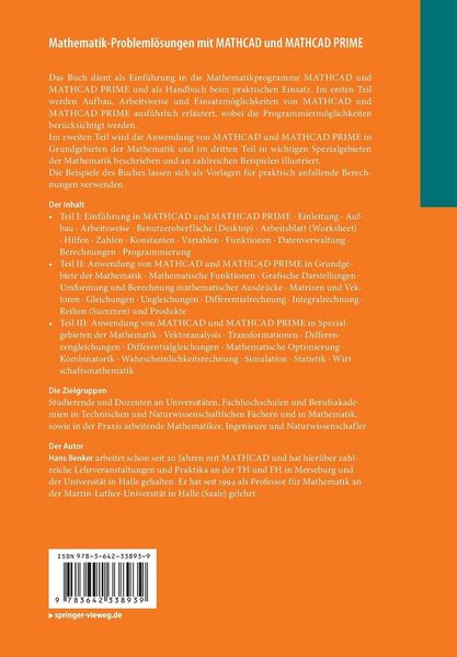 Produktbild: Mathematik-Probleml&ouml;sungen mit MATHCAD und MATHCAD PRIME