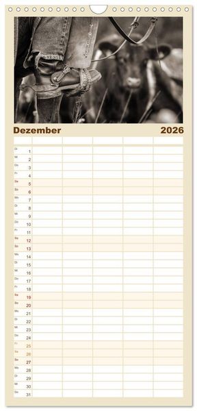 Produktbild: Familienplaner 2026 - Westernreiten mit 5 Spalten (Wandkalender, 21 x 45 cm) CALVENDO