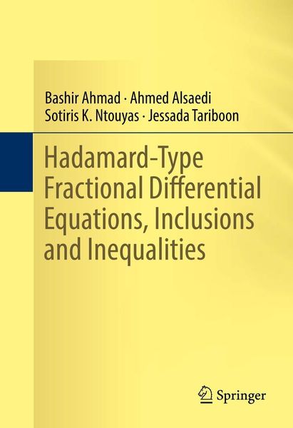 Produktbild: Hadamard-Type Fractional Differential Equations, Inclusions and Inequalities