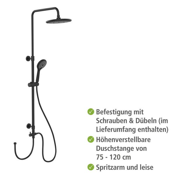 Produktbild: Duschsystem Watersaving Schwarz, bis zu 40 % Wasserersparnis