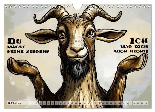 Produktbild: Ziegen, s&uuml;&szlig; aber psycho (Wandkalender 2026 DIN A4 quer), CALVENDO Monatskalender