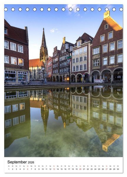 Produktbild: M&uuml;nster - Spiegelwelten einer Stadt (Tischkalender 2026 DIN A5 hoch), CALVENDO Monatskalender