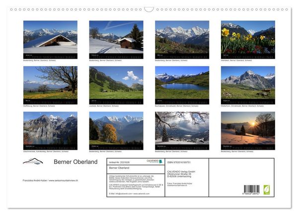 Produktbild: Berner Oberland (Wandkalender 2026 DIN A2 quer), CALVENDO Monatskalender