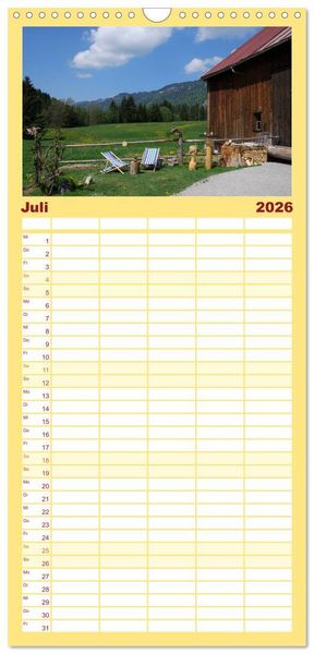 Produktbild: Familienplaner 2026 - LANDLEBEN mit 5 Spalten (Wandkalender, 21 x 45 cm) CALVENDO