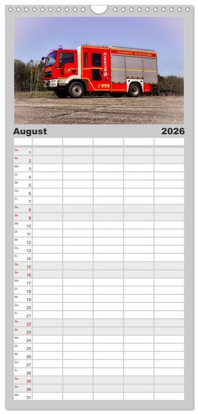 Produktbild: Familienplaner 2026 - Feuerwehrfahrzeuge mit 5 Spalten (Wandkalender, 21 x 45 cm) CALVENDO