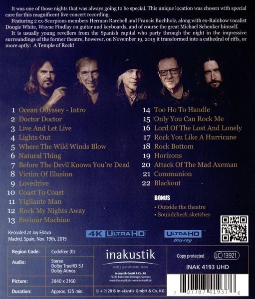 Produktbild: Michael Schenker - Temple of Rock/On A Mission - Live In Madrid (4K Ultra HD)