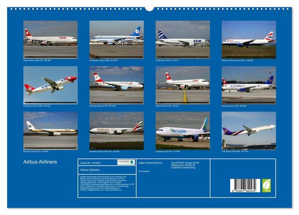 Produktbild: Airbus Airliners (Wandkalender 2026 DIN A2 quer), CALVENDO Monatskalender