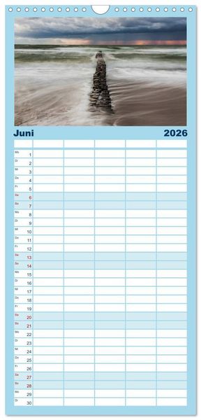 Produktbild: Familienplaner 2026 - Fischland-Dar&szlig;-Zingst Impressionen der Halbinsel mit 5 Spalten (Wandkalender, 21 x 45 cm) CALVENDO
