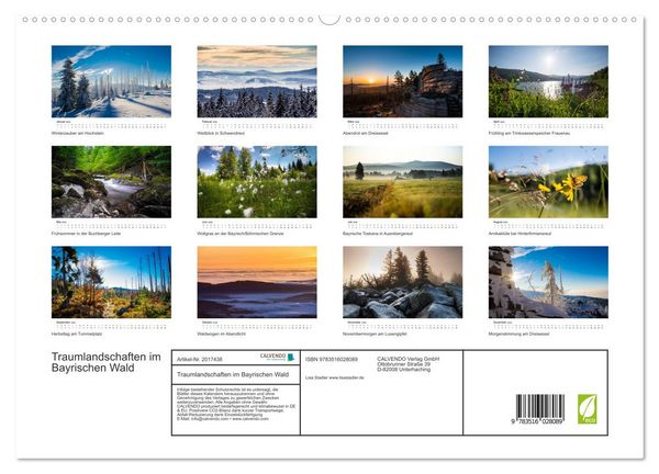 Produktbild: Traumlandschaften im Bayrischen Wald (hochwertiger Premium Wandkalender 2026 DIN A2 quer), Kunstdruck in Hochglanz