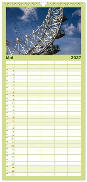 Produktbild: Familienplaner 2027 - Wundervolles London mit 5 Spalten (Wandkalender, 21 x 45 cm) CALVENDO