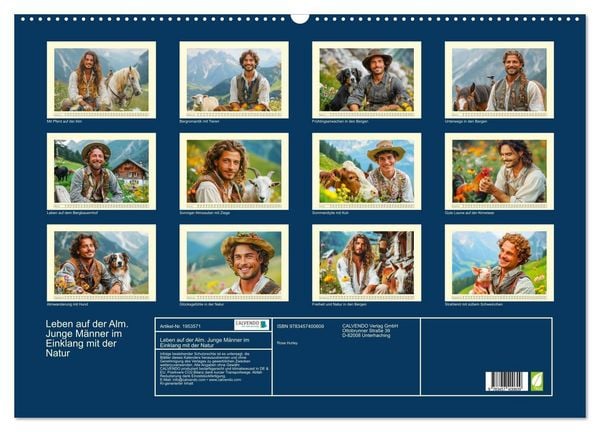 Produktbild: Leben auf der Alm. Junge M&auml;nner im Einklang mit der Natur (Wandkalender 2026 DIN A2 quer), CALVENDO Monatskalender