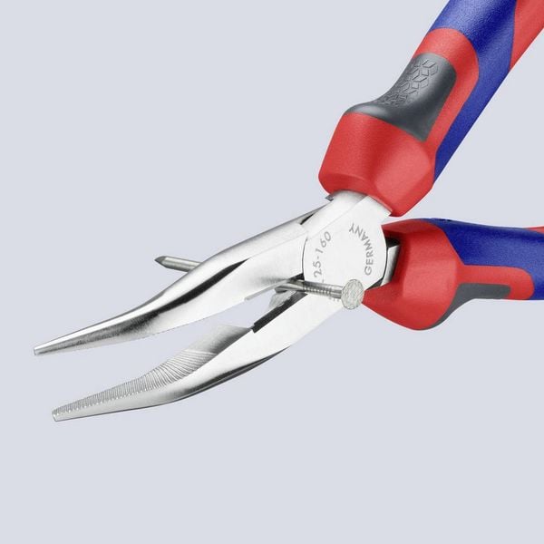 Produktbild: Knipex 25 25 160 Elektronik- u. Feinmechanik Flachrundzange 40&deg; gebogen Chrom-Vanadium Stahl 160 mm
