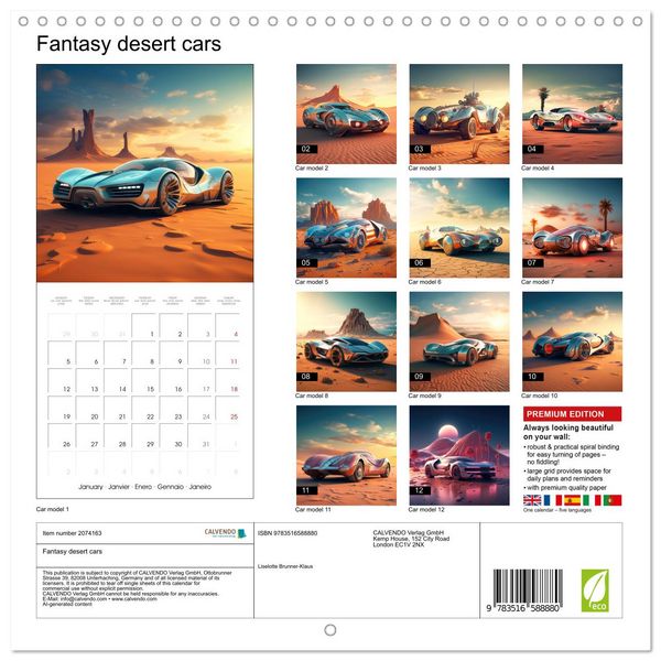 Produktbild: Fantasy desert cars (Wall Calendar 2026 12 &times; 12 Inch) CALVENDO 12 Month Wall Calendar