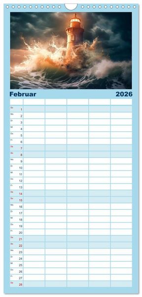 Produktbild: Familienplaner 2026 - KI-Leuchtt&uuml;rme mit 5 Spalten (Wandkalender, 21 x 45 cm) CALVENDO