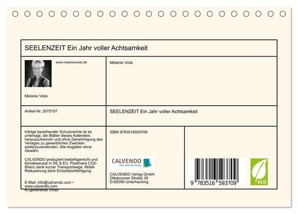 Produktbild: SEELENZEIT Ein Jahr voller Achtsamkeit (Tischkalender 2026 DIN A5 quer), CALVENDO Monatskalender