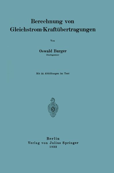 Produktbild: Berechnung von Gleichstrom-Kraft&uuml;bertragungen