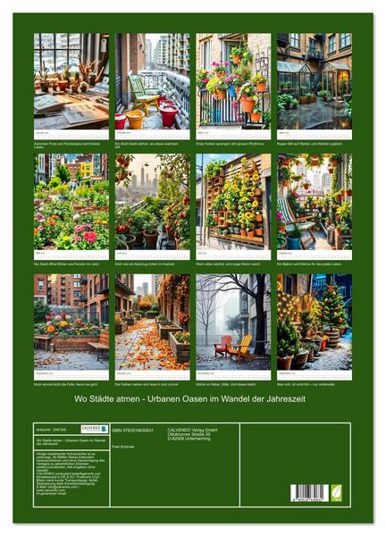 Produktbild: Wo St&auml;dte atmen - Urbanen Oasen im Wandel der Jahreszeit (Wandkalender 2026 DIN A2 hoch), CALVENDO Monatskalender