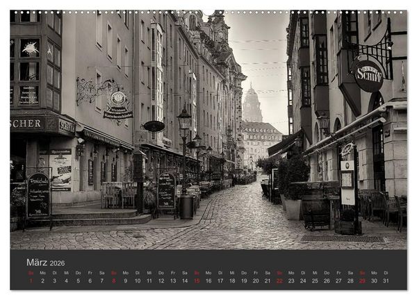 Produktbild: Dresden Schwarz Weiss 2026 (hochwertiger Premium Wandkalender 2026 DIN A2 quer), Kunstdruck in Hochglanz