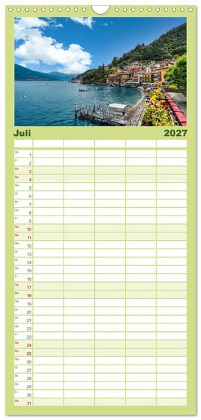 Produktbild: Familienplaner 2027 - Traumziele am Comer See mit 5 Spalten (Wandkalender, 21 x 45 cm) CALVENDO