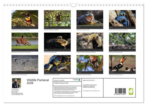 Produktbild: Wildlife Pantanal 2026 (Wandkalender 2026 DIN A3 quer), CALVENDO Monatskalender