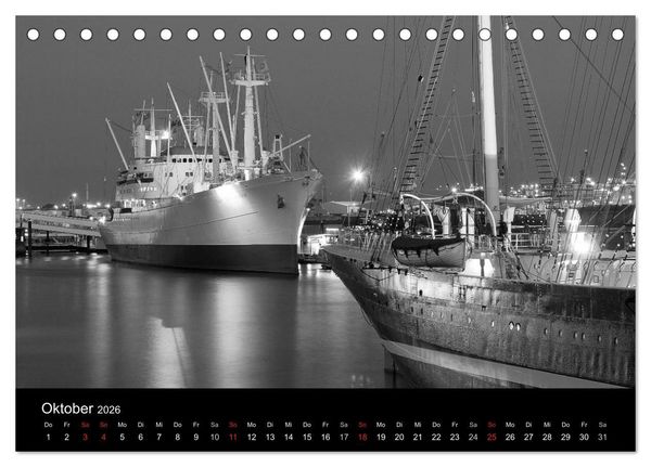 Produktbild: Hamburg monochrome Impressionen (Tischkalender 2026 DIN A5 quer), CALVENDO Monatskalender